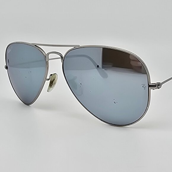 Ray-Ban RB3025 019/W3 Matte Silver Frame Silver Mirror Lens Aviator Sunglasses - Picture 1 of 16